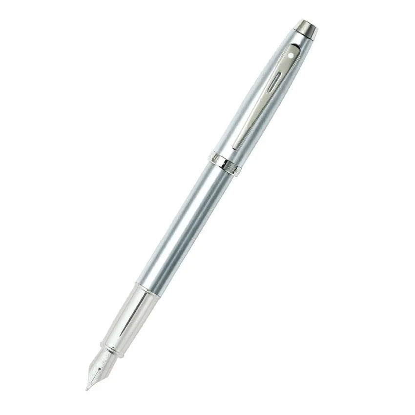Sheaffer Gift 100 Fountain Pen (Fine) Brushed Chrome with Chrome-Plated Trim