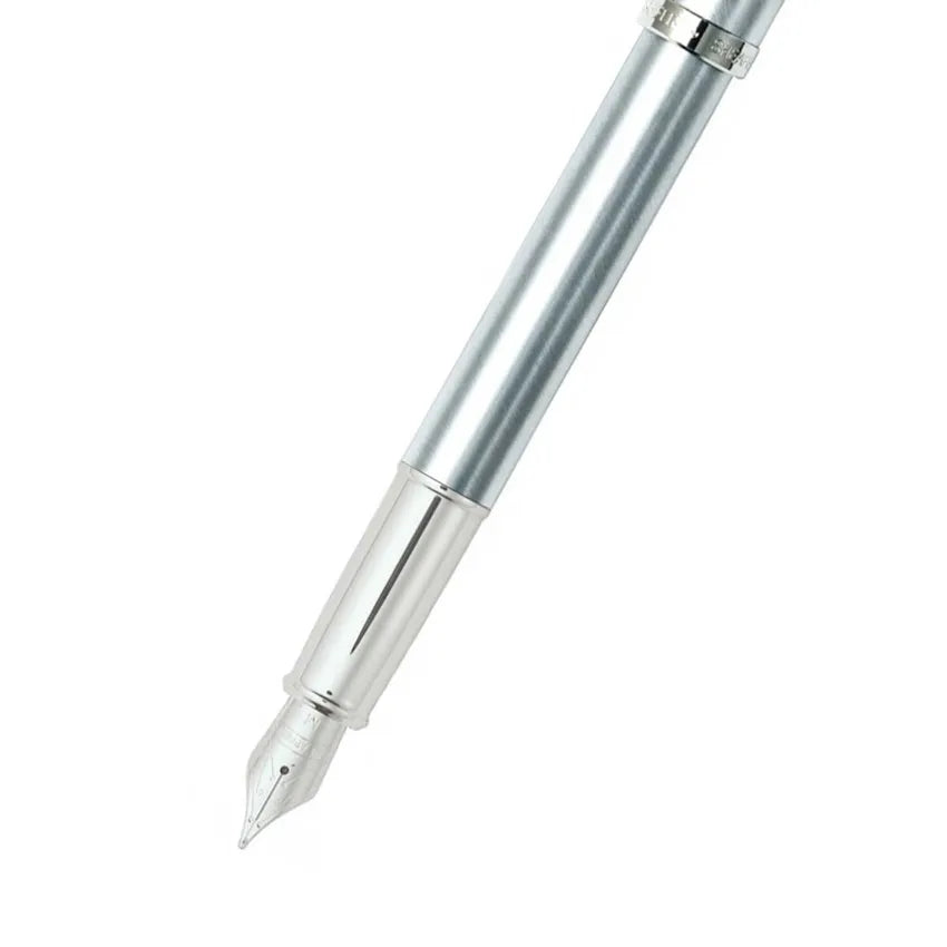 Sheaffer Gift 100 Fountain Pen (Fine) Brushed Chrome with Chrome-Plated Trim
