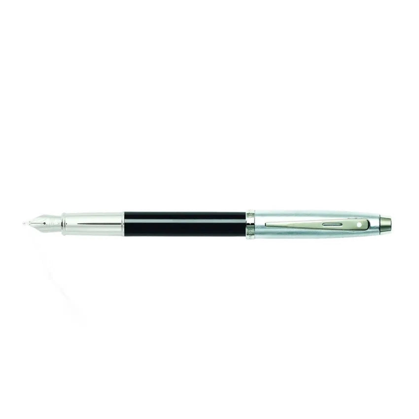 Sheaffer Gift 100 Fountain Pen (Fine) Black and Brushed Chrome with Chrome-Plated Trim