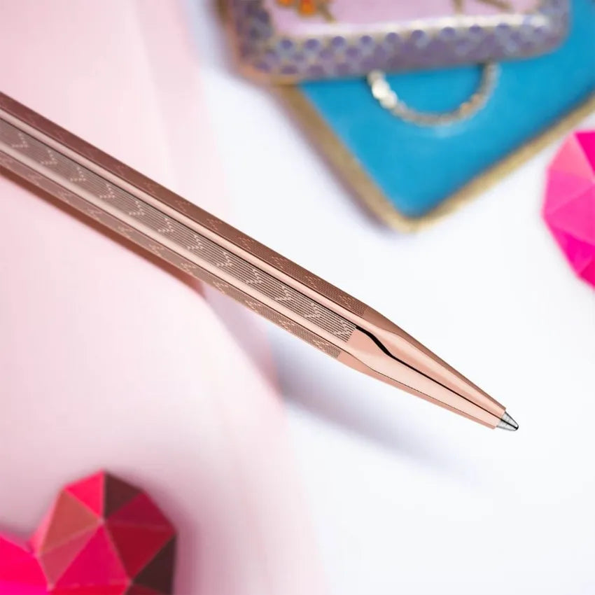 Caran d'Ache Ecridor Chevron Rose Gilded Ballpoint Pen Rose Gold