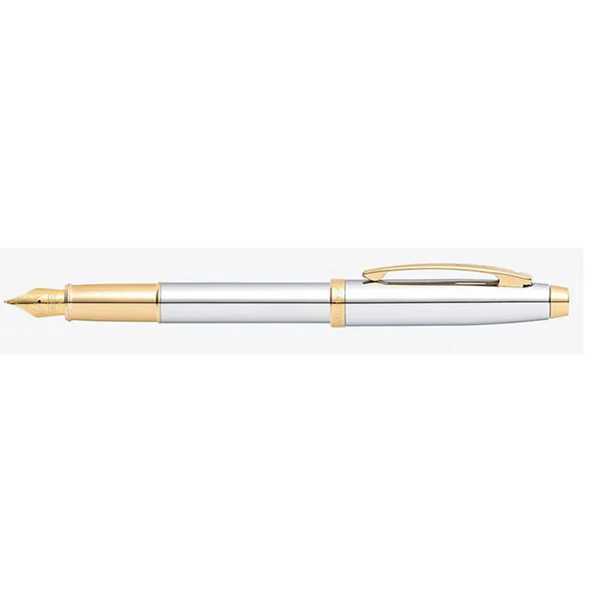 Sheaffer 9340 Gift 100 Fountain Pen Bright Chrome with Gold Tone Trim