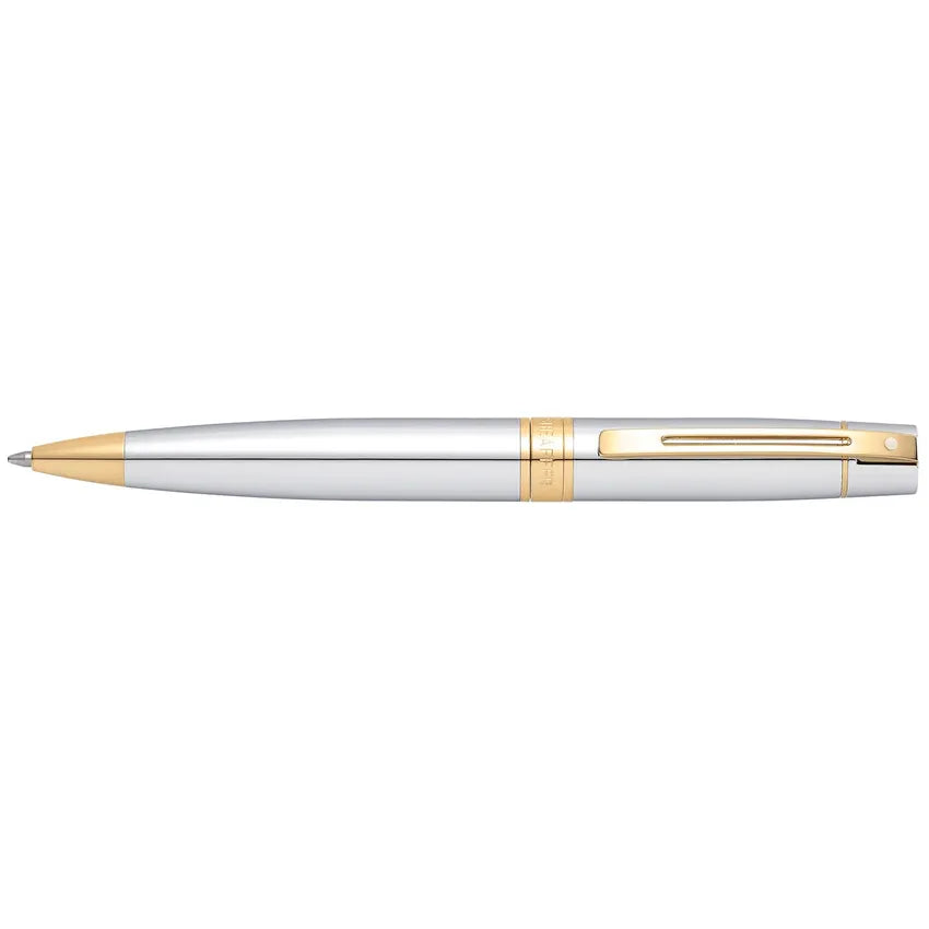 Sheaffer Gift 300 Ballpoint Pen Bright Chrome with Gold Tone Trim