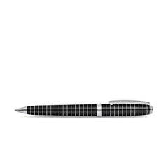Sheaffer 9164 Prelude Lacquer Ballpoint Pen - Black with Chrome-Plated Horizontal Line Engravings and Trim