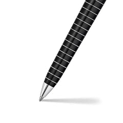 Sheaffer 9164 Prelude Lacquer Ballpoint Pen - Black with Chrome-Plated Horizontal Line Engravings and Trim