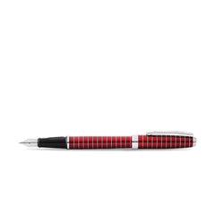 Sheaffer 9165 Prelude Lacquer Fountain Pen (Fine) - Red with Chrome-Plated Horizontal Engravings and Trim