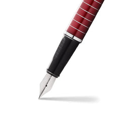 Sheaffer 9165 Prelude Lacquer Fountain Pen (Fine) - Red with Chrome-Plated Horizontal Engravings and Trim