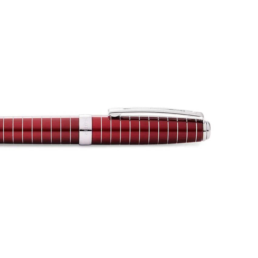 Sheaffer 9165 Prelude Lacquer Fountain Pen (Fine) - Red with Chrome-Plated Horizontal Engravings and Trim